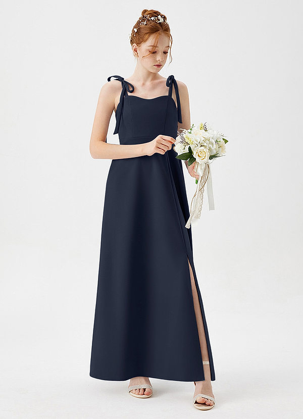 Azazie Rosey Junior Dark Navy A-Line Sweetheart Neckline Stretch Crepe Dress image1