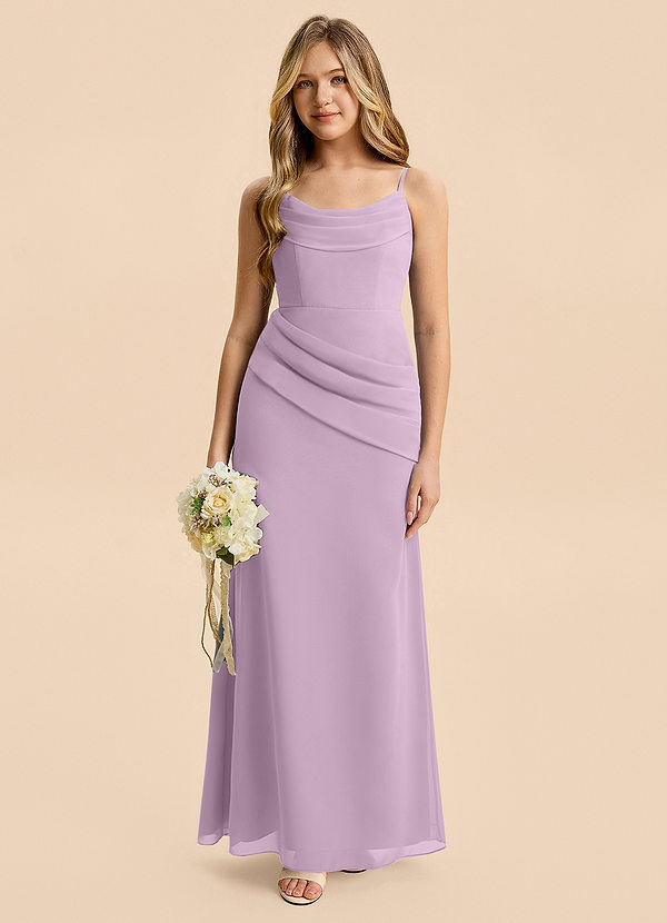 Azazie Nettie Junior Wisteria A-Line Pleated Chiffon Dress image1