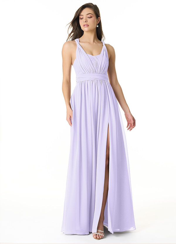 Azazie Olani Bridesmaid Dresses Lilac A-Line Off the Shoulder Chiffon Convertible Dress image1