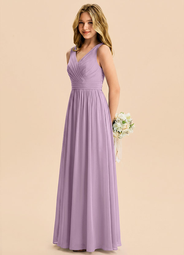Azazie Kora Junior Wisteria A-Line Pleated Chiffon Dress image1