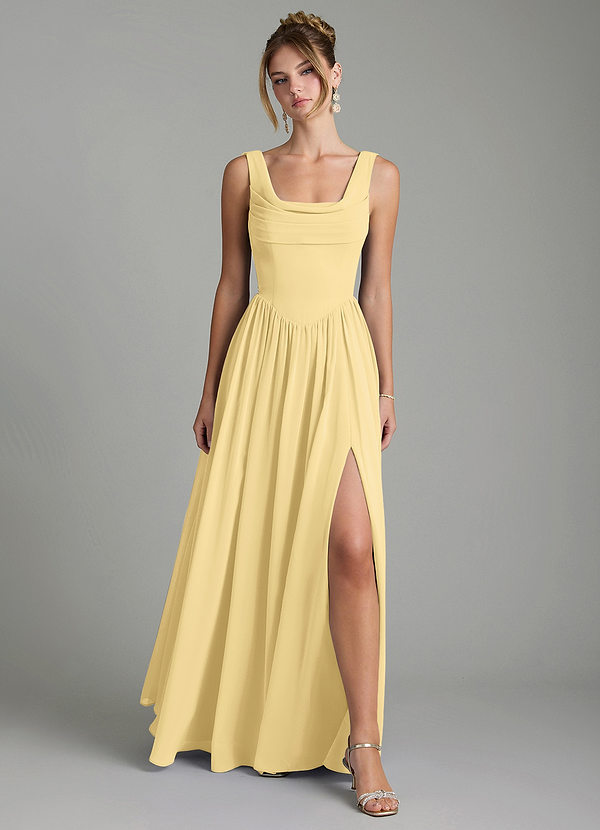 Azazie Novi Bridesmaid Dresses Butter A-Line Pleated Chiffon Dress image1