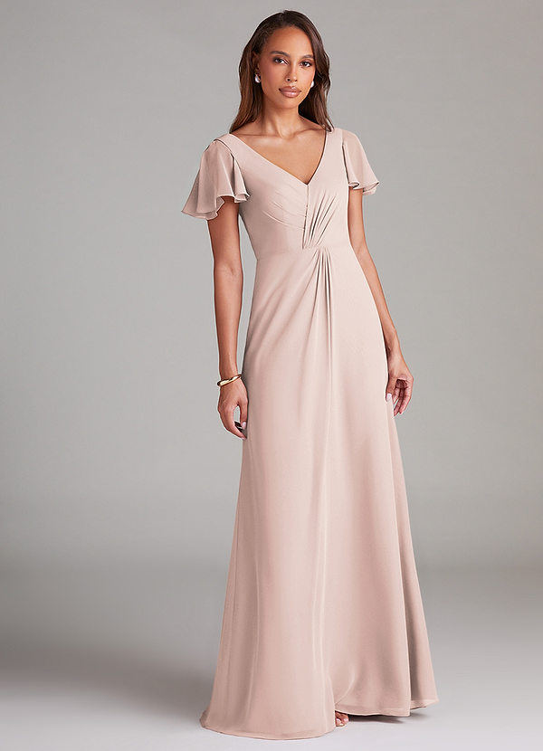 Azazie Soren Bridesmaid Dresses Rose Petal A-Line Ruched Chiffon Dress image1