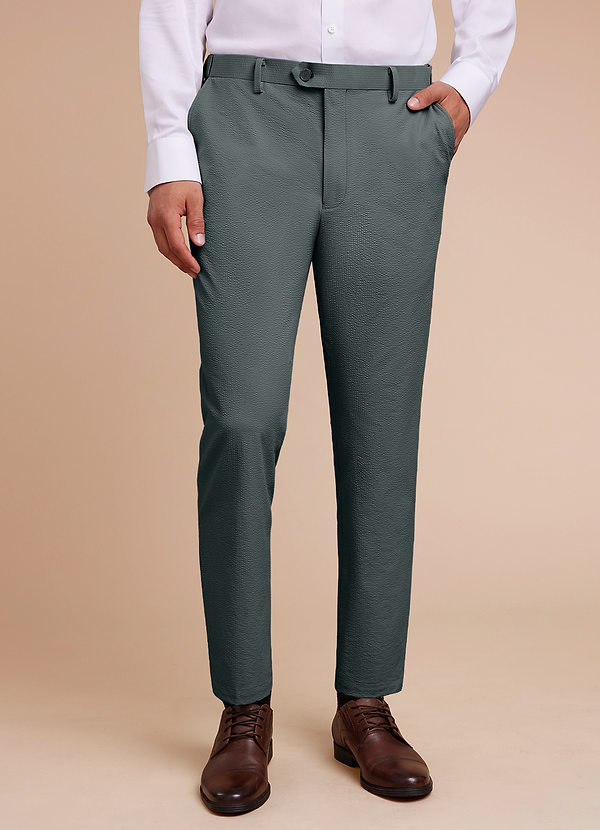 front Miles Grey Seersucker Dress Pants