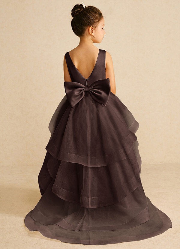 Azazie Pumpkin Vestidos de Niña de Flores Vestido de Ganache de Tul de Corte en A con Convertible image1