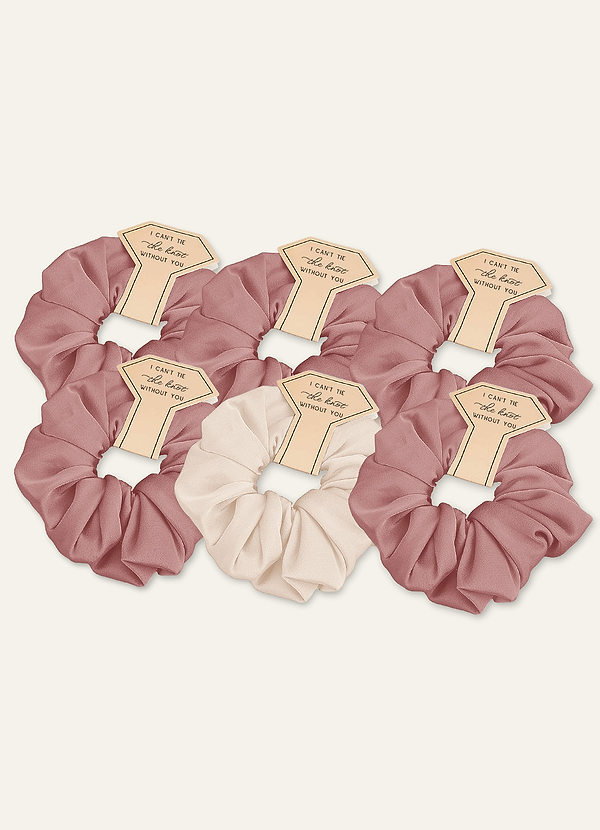front Ensemble de chouchous oversize en satin extensible de couleur assortie et de couleurs mélangées pour demoiselle d'honneur