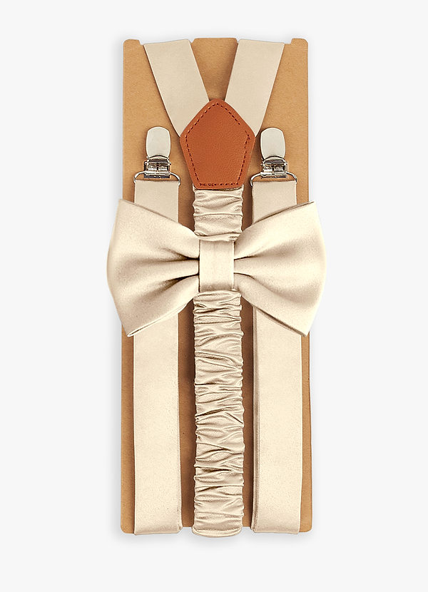 front Matching Matte Satin Bow Tie & Suspenders Set
