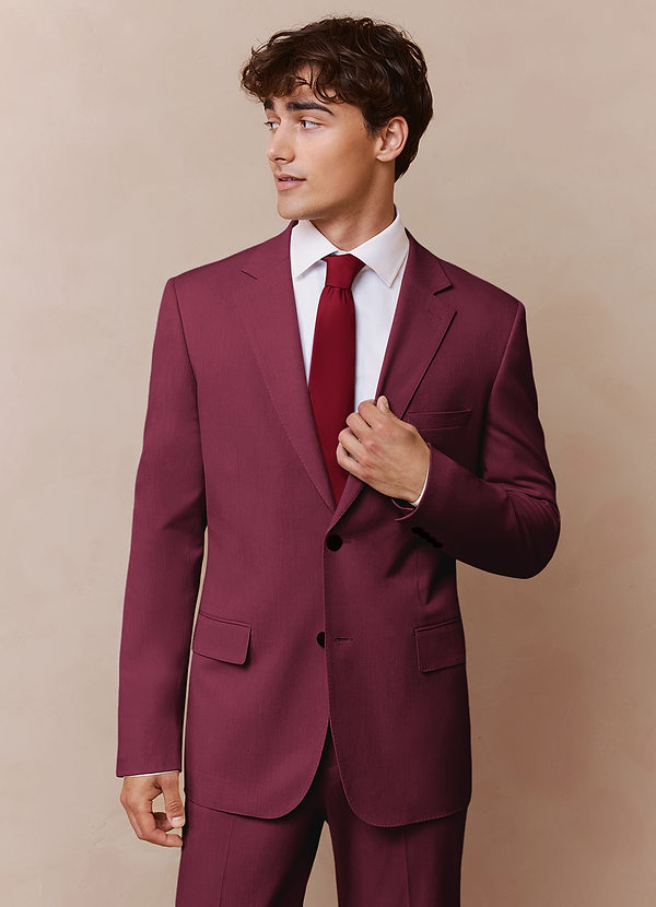 front James Burgundy Structured Stretch Suit Jacket