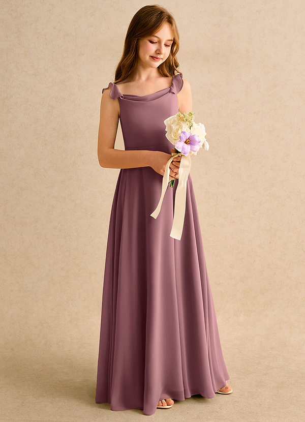 Azazie Puppy Girls Formal Flower Girl Dresses Amethyst A-Line Pleated Chiffon Dress image1