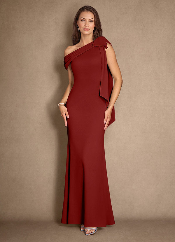Azazie Myers Vestidos de Madre de la Novia Vestido de Terracota de Crepé elástico de Sirena con Plisado image1