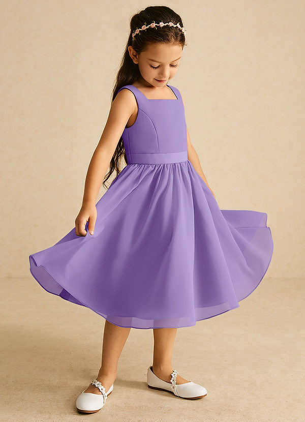 Azazie Ari Flower Girl Dresses Tahiti A-Line Sleeveless Chiffon Dress image1