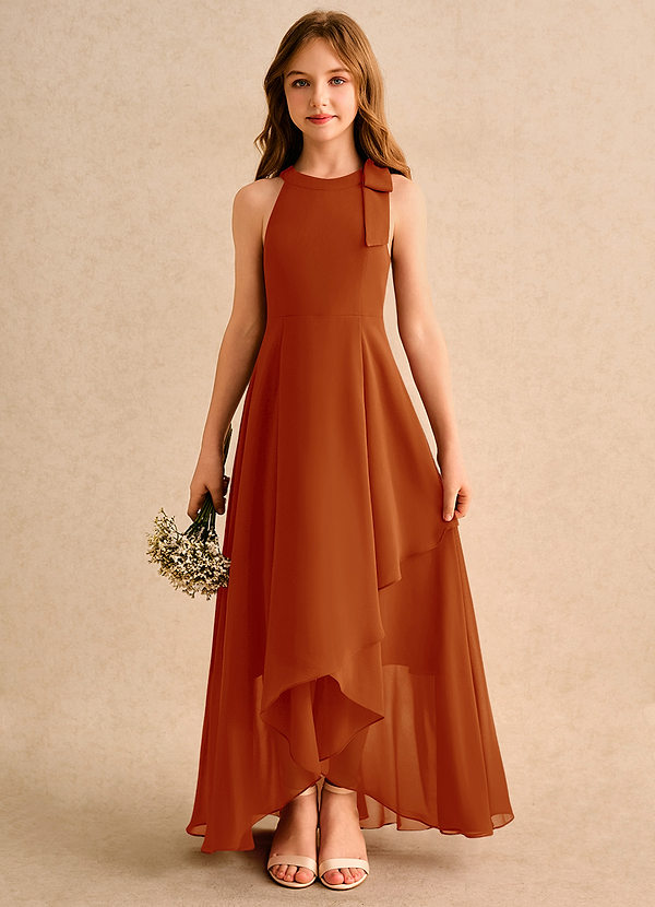 Azazie Boop Junior Formal Klänningar för brudeflicka Klä A-Line i Chiffong Rosett image1