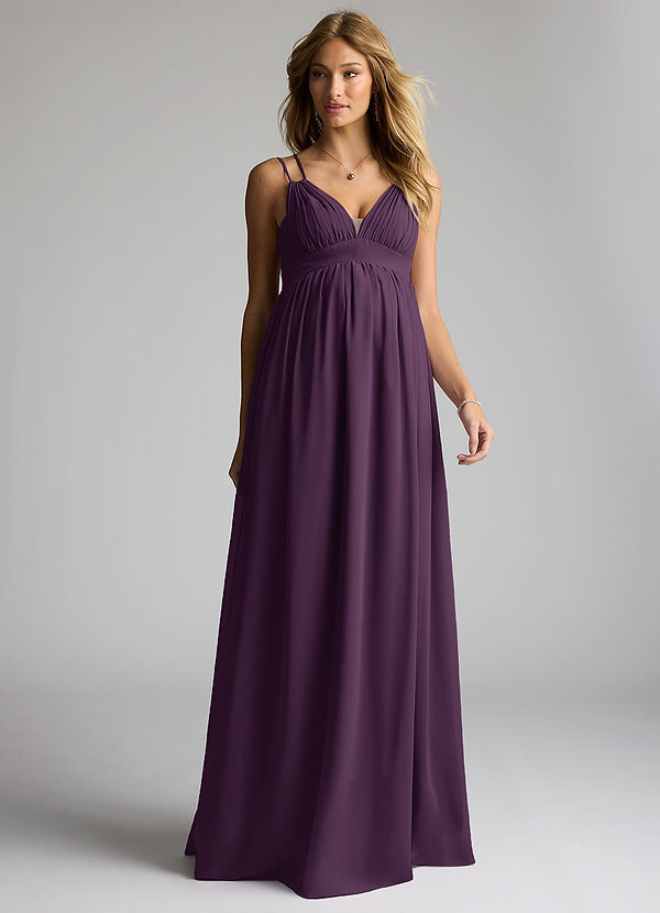 Azazie Emree Maternity Bridesmaid Dresses A-Line Chiffon Floor-Length Dress image1