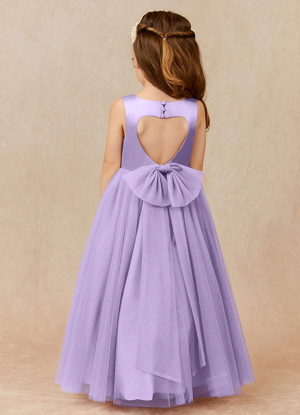 Azazie Muni Flower Girl Dresses Lilac A-Line Bow Tulle Dress image1