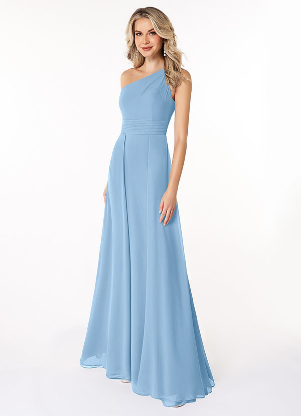 Azazie Dallas Bridesmaid Dresses Powder Blue A-Line One Shoulder Chiffon Dress image1