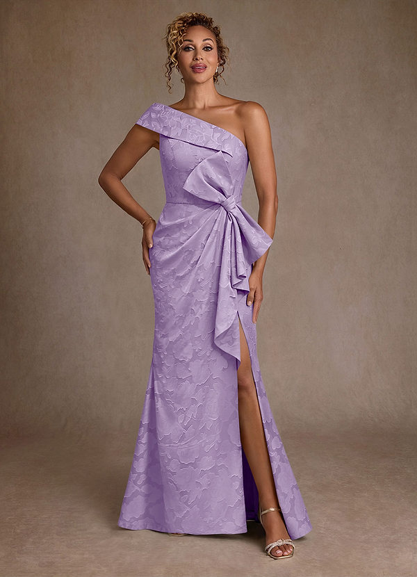 Azazie Hampton Mother of the Brides Dresses Lilac Mermaid One Shoulder Floral Burnout Dress image1