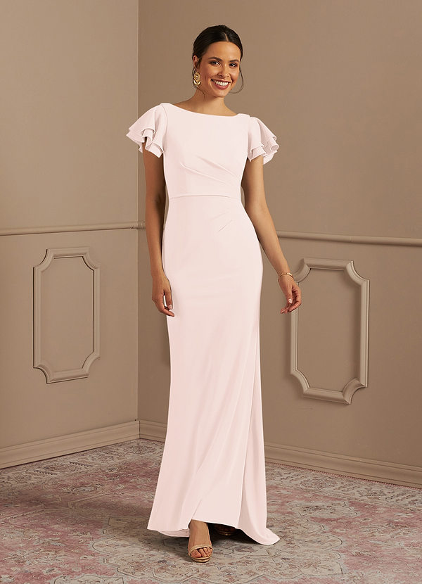 Azazie Peppermint Mother of the Bride Dresses Mermaid Scoop Ruched Stretch Crepe Sweep train Dress image1