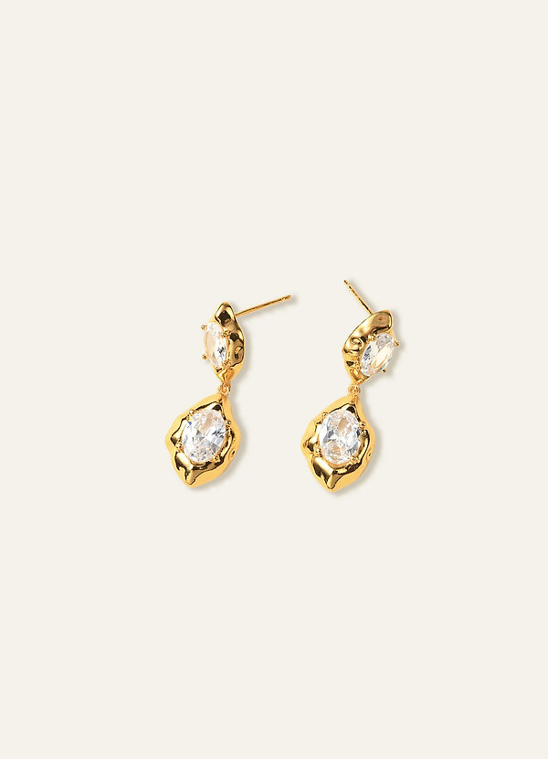 front Molten Bezel Crystal Drop Earrings