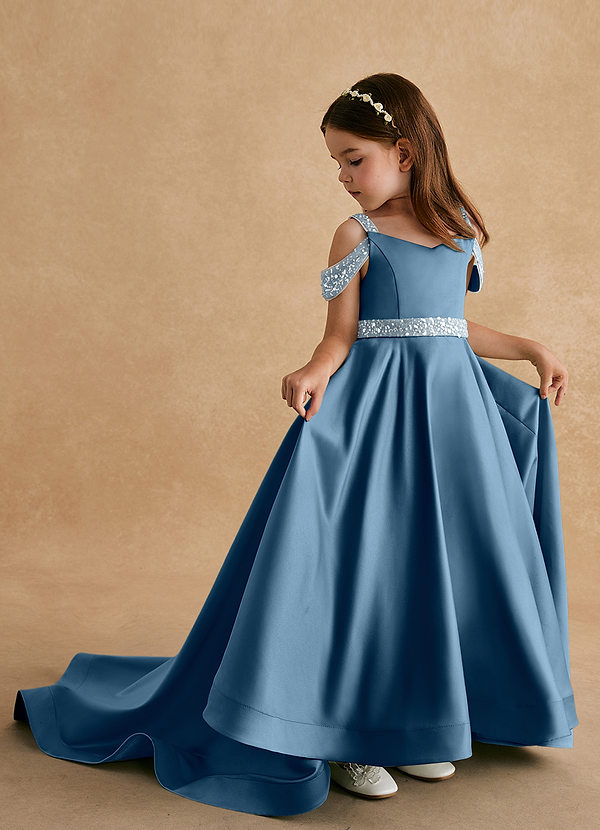 Azazie Jodi Abiti da Ragazza di Fiori Abito A-Line in Raso Opaco Bermuda image1