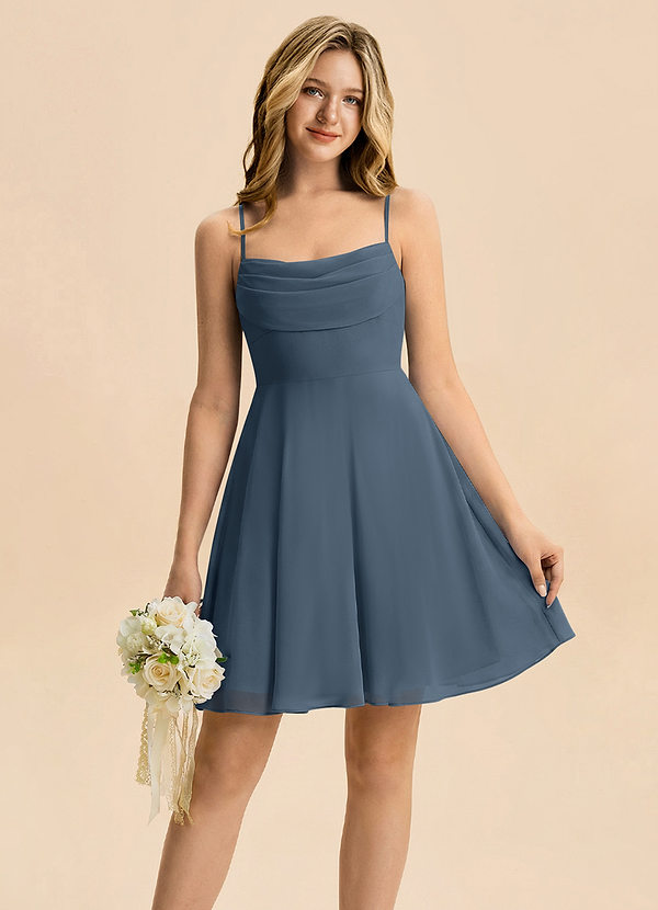 Azazie Bear Junior Neptune A-Line Pleated Chiffon Dress image1