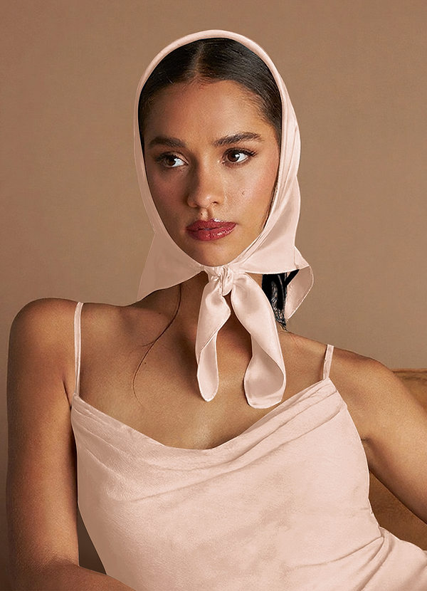 front Matching Color Stretch Satin Scarf