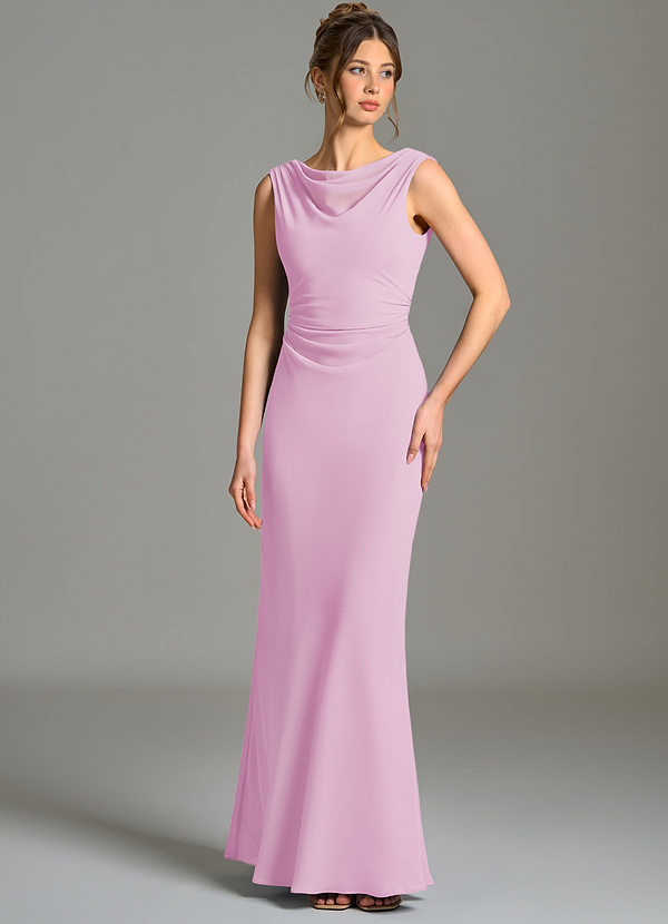 Azazie Kieryn Bridesmaid Dresses Candy Pink Mermaid Pleated Chiffon Dress image1