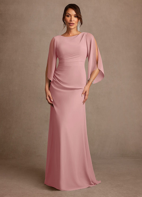 Azazie Anaheim Dusty Rose A-Line Pleated Chiffon Dress | Azazie