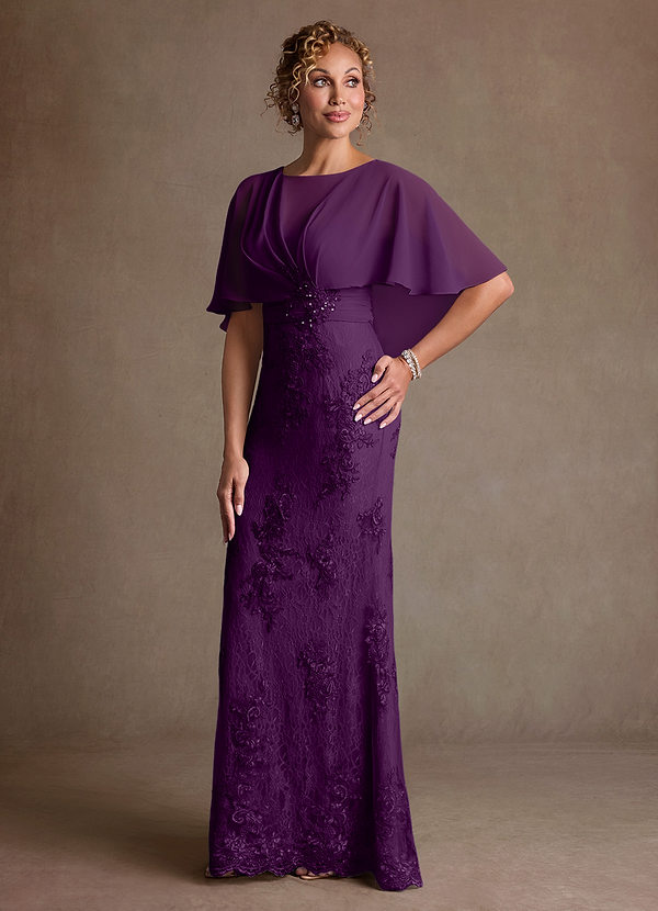 Azazie Amrita Mother of the Brides Dresses Grape Mermaid Lace Chiffon Dress image1