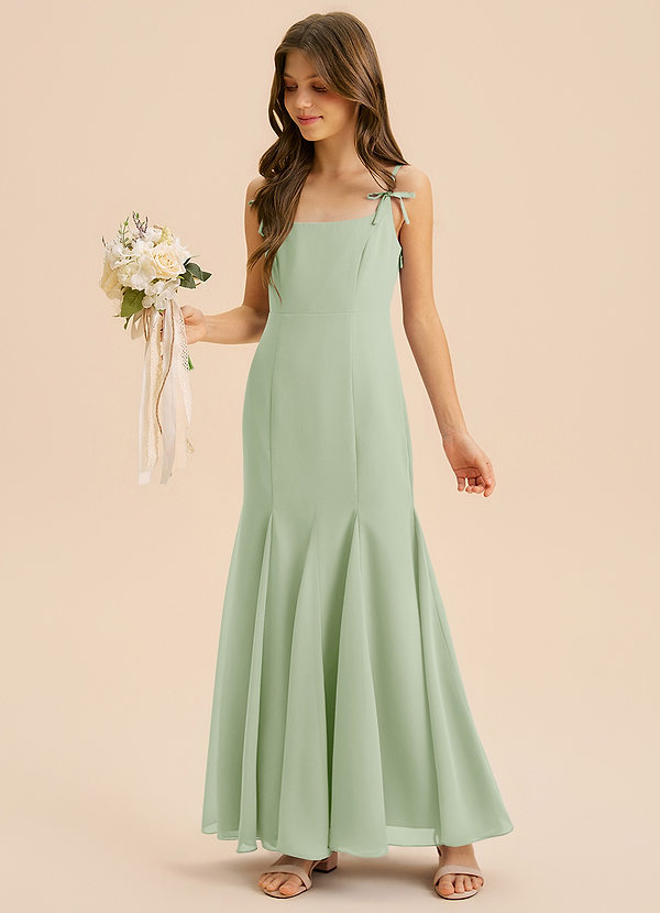 Azazie Evey Junior Dusty Sage Mermaid Pleated Chiffon Dress image1