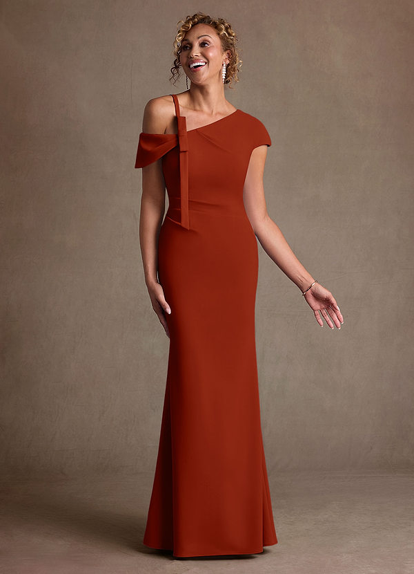 Azazie Rachael Suknie dla Matki Panny Młodej Osłona Zza ramienia Rozciągliwy Krep Długość podłogi Sukienka image1