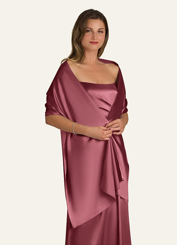 front Azazie Matching Color Ireland Metallic Satin Shawl