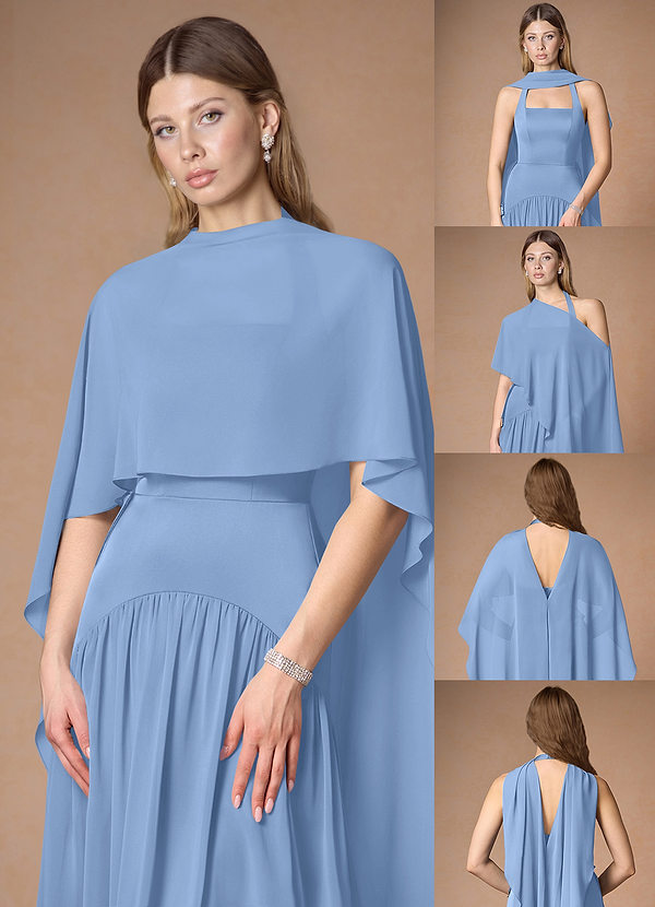 front Azazie Matching Color Chiffon Multiway Cape