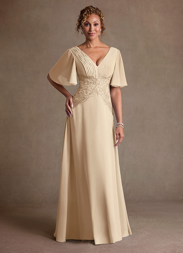 Azazie Milliat Suknie dla Matki Panny Młodej Linia A Koronka Szyfon Długość podłogi Sukienka image1