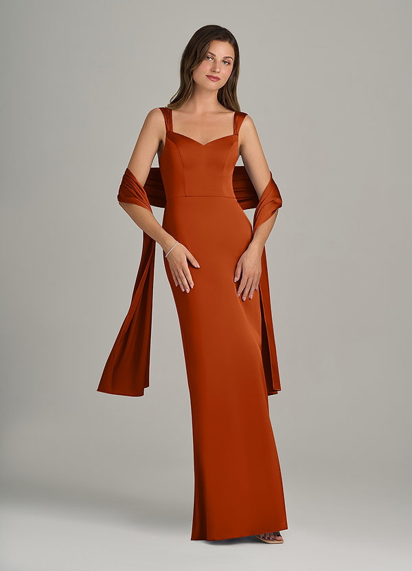 front Azazie Châle En Satin Extensible De Couleur Assortie
