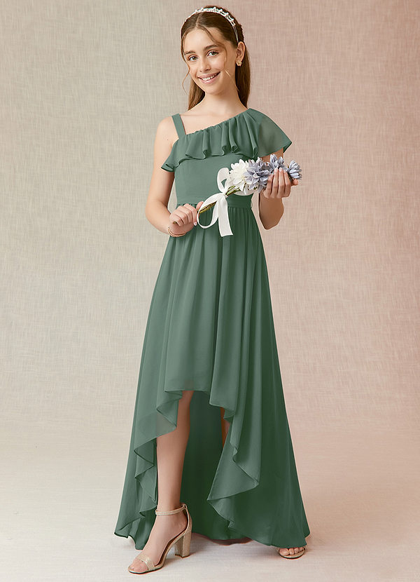 Azazie Mango Junior Eucalyptus A-Line Ruched Chiffon Dress image1