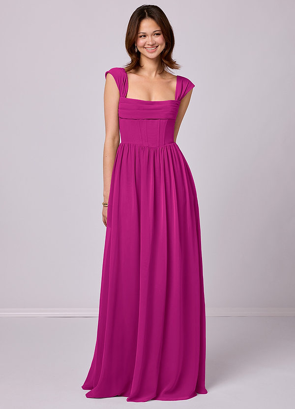 Barbie ♥ Azazie Bridesmaid Dresses A-Line Corset Chiffon Floor-Length Dress image1