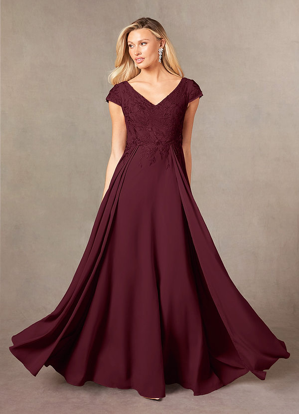 Azazie Rosemarie Brautmutterkleider A-Linie Spitze Kleid Cabernetrot image1