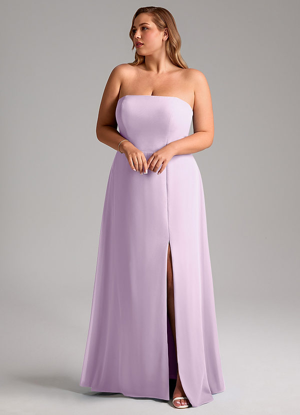 Azazie Wren Bruidsmeisjes Jurken Converteerbaar Jurk van Chiffon met A-Lijn Zijsplit Frosted Lila image1