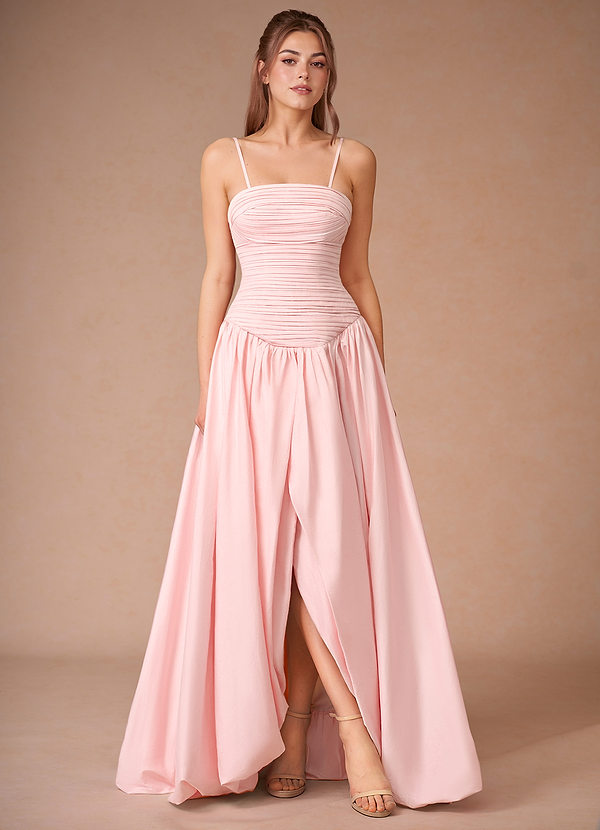 Elysia Strawberry Pink Pleated Gown image1