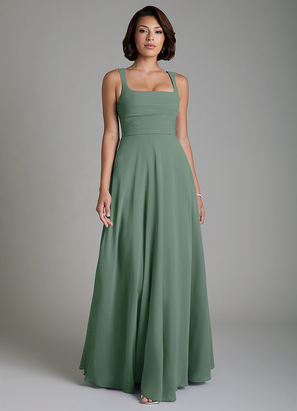 Azazie Azaria Bridesmaid Dresses Eucalyptus A-Line Corset Chiffon Dress image1