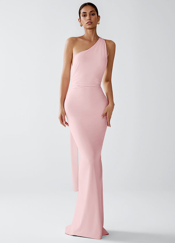 Lydia Powder Pink Stretch Knit Maxi Dress image1