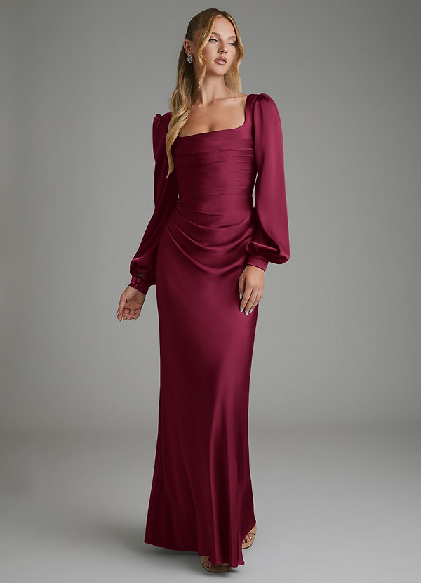 Brianna Bridesmaid Dresses Burgundy Mermaid Corset Stretch Satin Dress image1