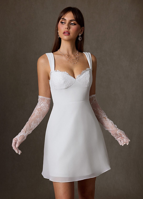 Azazie Scarlette Wedding Dresses Diamond White A-Line Sweetheart lace Chiffon Dress image1