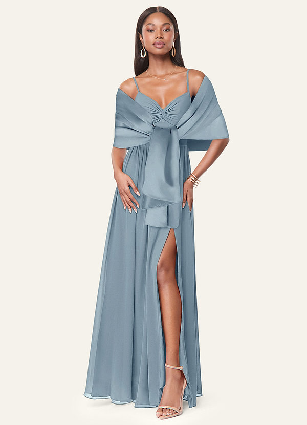 front Azazie Matching Color Aleena Matte Satin Shawl