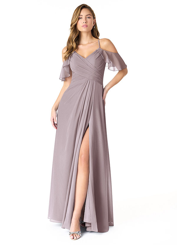 Azazie Dakota Bridesmaid Dresses Dusk A-Line V-Neck Pleated Chiffon Dress image1