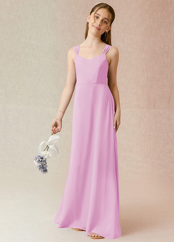 Azazie Denice Junior Vestido de Rosa Caramelo de Gasa de Corte en A image1