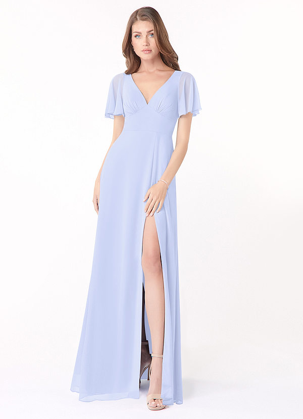 Azazie Kimber Bridesmaid Dresses Lavender A-Line Flounce Sleeve Chiffon Dress image1