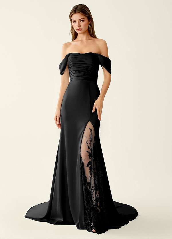 Donatella Black 3D Flowers Sparkly Lace Up Back Prom Dress image1