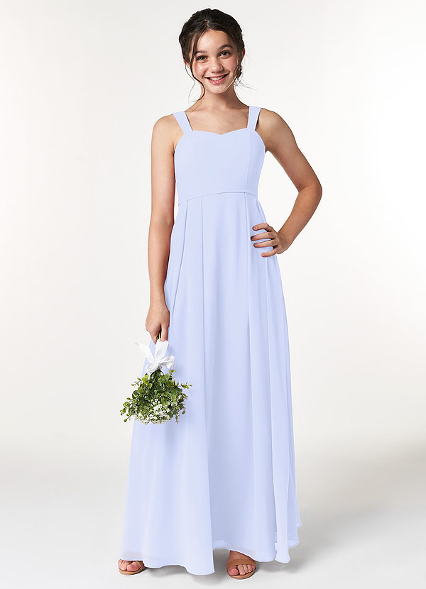 Azazie Simoan Junior Abito A-Line in Chiffon Scollo a Cuore Lavanda image1