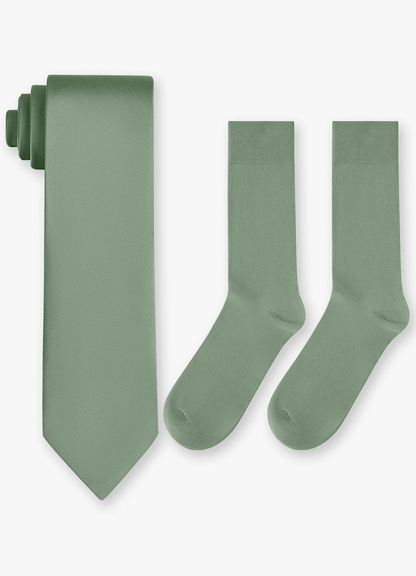 front Matching Stretch Satin Wide Tie & Cotton Socks Set