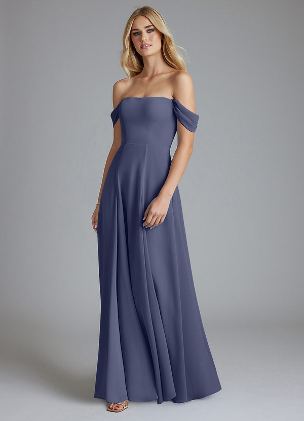 Azazie Seriana Bridesmaid Dresses Stormy A-Line Off the Shoulder Chiffon Dress image1